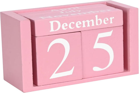 MICKYU Wooden Perpetual Block Calendar for Desk, Aesthetic Office Supplies, Rustic Decor, Cute Teacher Accessories