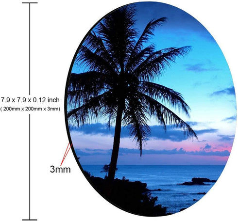 Tropical Paradise Ocean Beach Scene Mouse Pad, Anti-Slip Rubber Round Mat for Working and Gaming