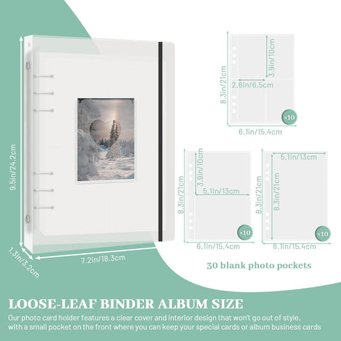 Photocard Binder with 30pcs Inner Pages, A5 Binder 6 Ring Kpop Photocard Holder Book, Kpop Photocard Binder, Photo Card Binder, Clear Photocard Sleeves Album, 1+2+4 Pocket