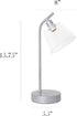 LD1080-SLV 16" Simple Designs Sleek Essentials Modern Industrial Metal Desk Lamp with Clear Glass Shade, for Office