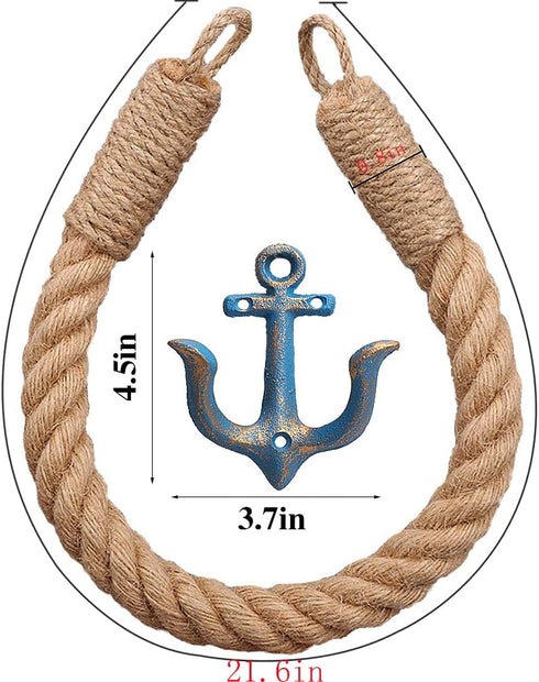 Soarlor 2 Pcs Nautical Toilet Paper Holder Rustic-Industrial Wall-Mounted Nautical Toilet Paper Towel Ring with Metal