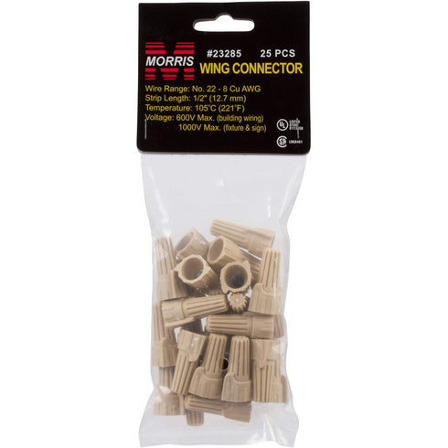 Morris Products Winged Twist Connectors for Electrical Wiring, Heavy Duty Flame Retardant Housing, Pack of 100