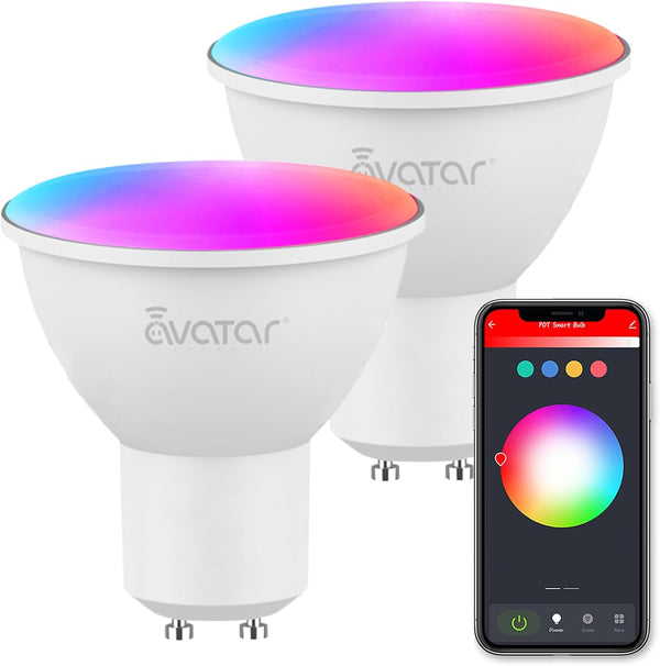 Avatar Controls GU10 Smart Bulb 2 Pack, Alexa Compatible, 50W Halogen Equivalent, 5W Dimmable Wi-Fi Track Light
