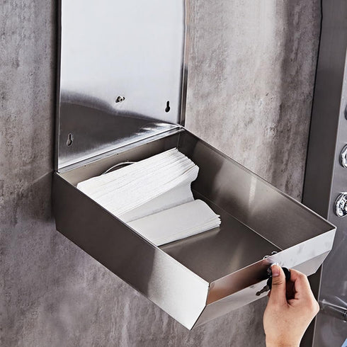 400 Comercial Paper Towel Dispenser Wall Mount, Brushed Stainless Steel Hand Towel Dispenser with Lock, Large Capacity