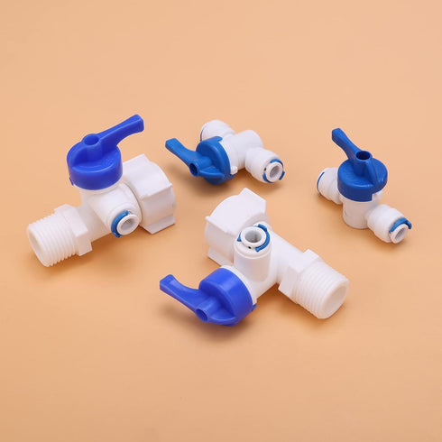 5 Pack Tee Quick Connect Valve 19mm to 6.5mm + 5 Pack 6.5mm Ball Valve for PE Pipes, 10M 1/4" Water Supply Tube