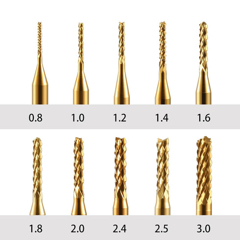 End Mill Sets, 10Pcs Titanium Coat End Mill, 1/8" Shank Micro Engraving Bits for CNC Router