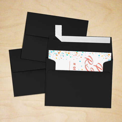 LUXPaper A2 Invitation Envelopes | Peel & Press | 4 3/8" x 5 3/4" | Midnight Black | 80lb. Text | 50 Qty