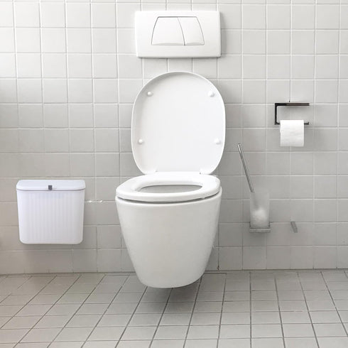 10x9x6 inches 200pcs Sanitary Napkin Receptacle,White Plastic Wall Mounted Tampon Disposal Bin with Lid Feminine