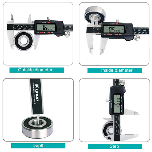 Kynup Caliper Measuring Tool, Digital Micrometer Caliper with Stainless Steel, Large LCD Screen, Auto-Off Feature