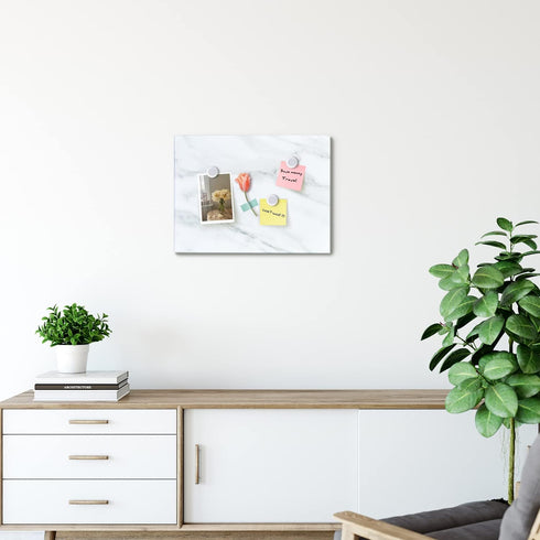 Marble Print Magnetic Dry Erase Board, 12 x 16 inches Decorative White Board for Wall, Frameless Design with Magnets