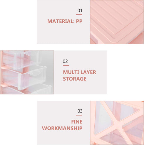 DOITOOL 4 Drawer Cube Storage Organizer, Plastic Makeup Organizer for Office Supplies, Desktop Storage Station, Pink