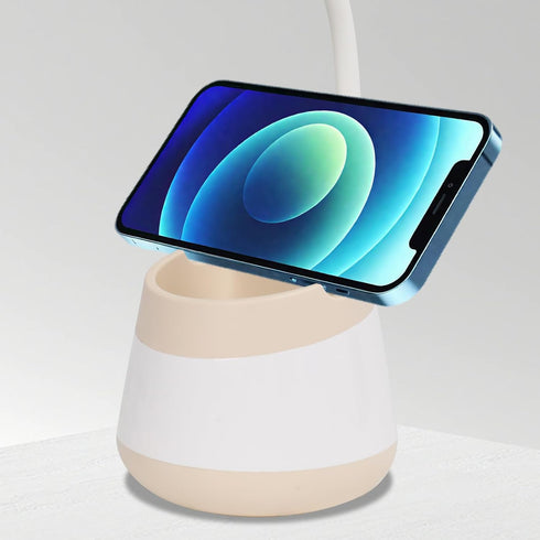 Vipsuh USB LED Desk Lamp with Phone Holder, Pen Stand, Flexible Gooseneck & Rechargeable Battery for Office, Study