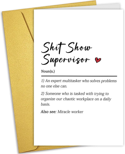 Nchigedy Funny Thank You Card for Supervisor, Hilarious Supervisor Leaving Card, Rude Birthday