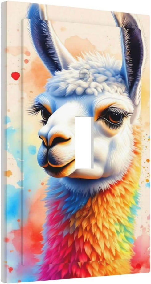 Ntyfur 1 3X5 Rainbow Llama Art Wall Plate Gang Toggle Light Switch Cover Single Toggle Faceplate Decor