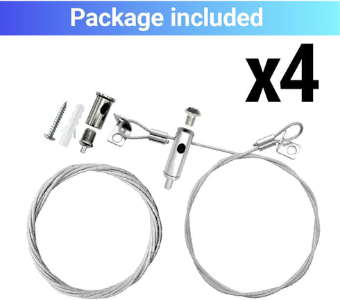 4 Set 5ft Commercial HAMRVL Aquarium Light Suspension Cables Kit - Adjustable Steel Hanging Chains Lighting Fixture