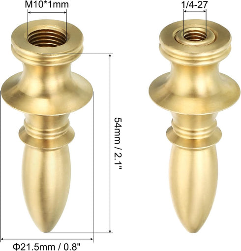 2.1" 2 Set 1/4-27 PATIKIL Tall Brass Lamp Finials Cap Knob, Lamp Screw Holder Tapped for Table and Floor Lamp Shade