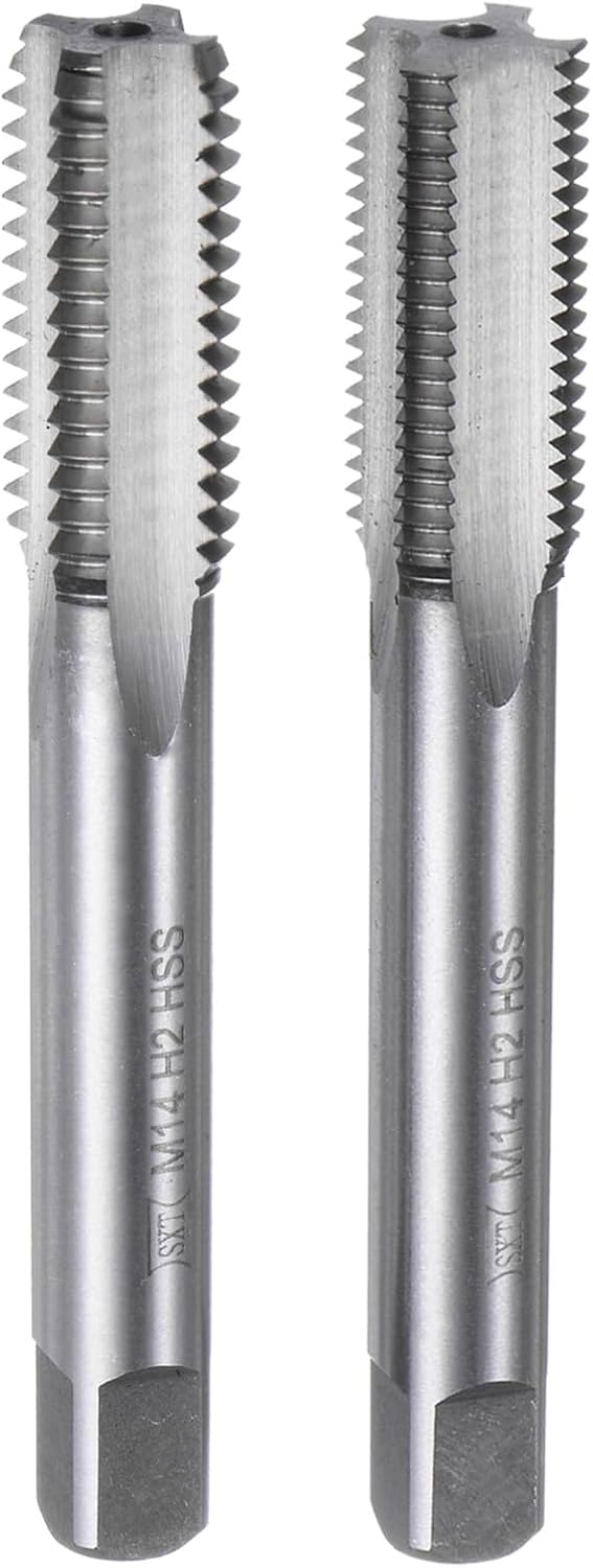uxcell 2pcs Metric Hand Tap Set, M16 x 2 Taper/Plug Thread Screw Taps, High Speed Steel Tapping Tool Kit