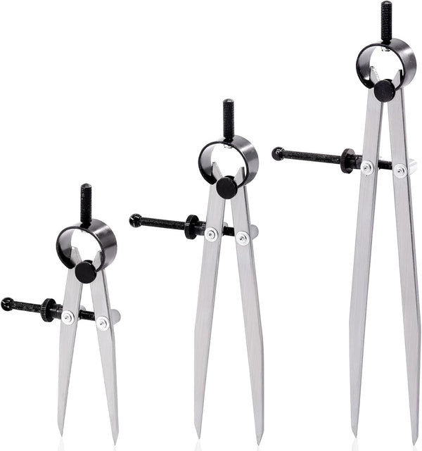 Keadic 3 Pcs 4'' 6'' 8'' Professional Metal Compass Set, Steel Adjustable Lockable Divider, Drafting Compass Tool
