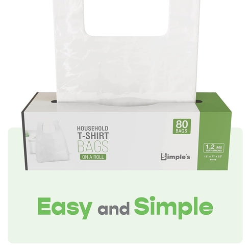 Simple's (3 Pack=240 12"x7"x22", 1.2 Plastic Bags with Handles For Small Business, Bags) Shopping Grocery, Plastic T