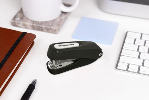 Praxxis Pro Aria-Plus Half-Strip Mini Stapler, Durable Compact Stapler for Office and Travel Use, Charcoal