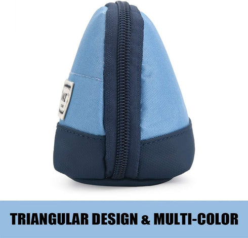 Sooez Wide-Opening Pencil Pen Case, Aesthetic Blue Pencil Pouch, Lightweight & Spacious Zipper Stationery Bag for