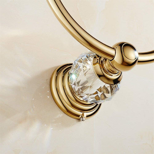 Set 2 WOLIBEER Crystal Gold Toilet Paper Holder Hand Towel Ring Crystal Bathroom Accessories Modern Paper Towel Holder