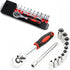 1/4 Inch Ratchet Socket Wrench Set, Metric Socket Set with Quick Release Reversible Ratchet Wrench, 12 Pcs