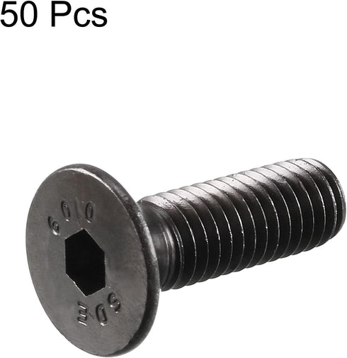 uxcell M5 x 16mm Metric Hex Socket Countersunk Head Screw Bolts, Black, 50PCS