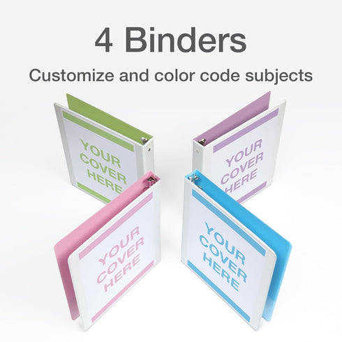 Cardinal 3 Ring Binders, 1 Inch, Round Rings, Holds 225 Sheets, ClearVue Presentation View, Non-Stick, Two-Tone Pastel