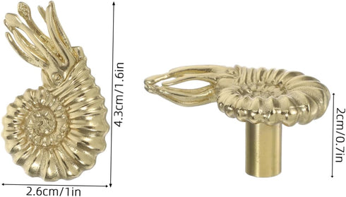MAGICLULU Vintage Brass Nautilus Shape Drawer Pull Solid Brass Cabinet Handle for Cabinets and Bedside Tables Unique