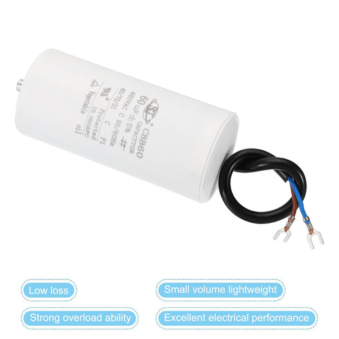 PATIKIL CBB60 60uF Running Capacitor, 2pcs AC 450V 50/60Hz Cylinder Bottom with Screw for Washing Machine, Water Pump