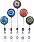 Badge Reel, Retractable ID Card Holder with 5 Assorted Patterns, 5 Pack, Animal Eyes Iris