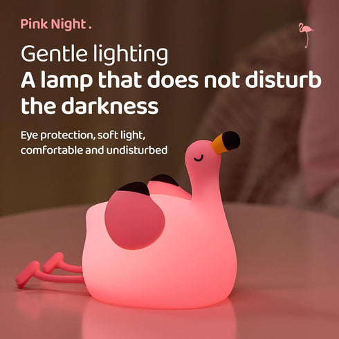Dimmable Pink Flamingo Night Light for Kids, Silicone LED Baby Nursery Night Light, Funny Nightlight Girls Trendy
