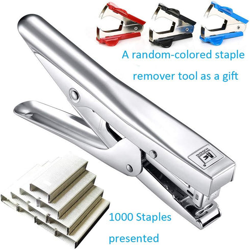 ONDY Plier Stapler Heavy Duty Office Stapler Hand Held 20-Sheet Stapler Papers Stapling Machine with 1000 Staples and Staple Remover Tool, Silver by ONDY
