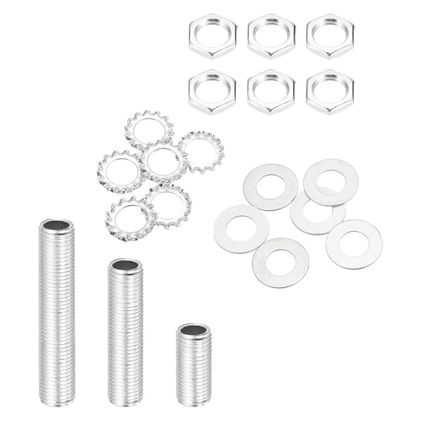 MECCANIXITY 21Pcs 3 Size Lamp Pipe Nipples Kit with Hex Nuts Washers, 1/4IP