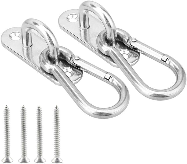 2 Set Heavy Duty Hanger with Swivel Carabiner, Hammock Wall & Ceiling Mount Swing Hooks for Outdoor Exercise & Yoga