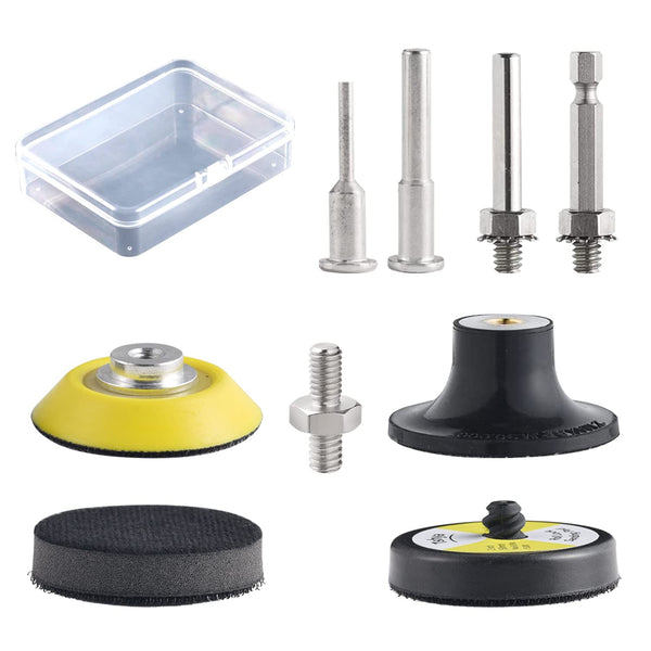 9 Pack 2 Inch Drill Sanding Attachment Variety Kit, Quick Change Disc Pad Holder with 1/8" and 1/4" Shanks