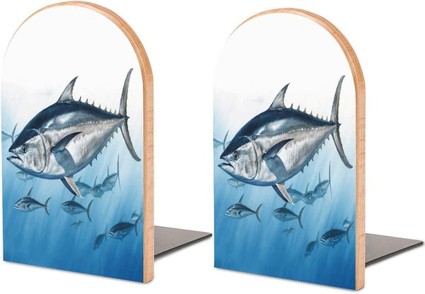 VstaDank Bluefin Tuna Thunnus Bookends for Shelves Non Skid Book Stoppers Universal Economy