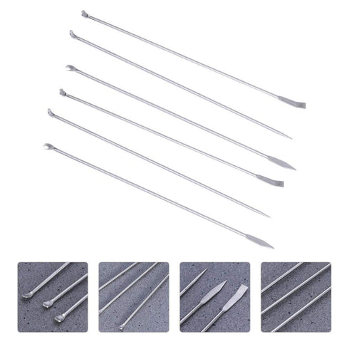 Hemobllo Stainless Steel Micro Lab Sampling Scoop Set - 6PCS Micro Medicine Spoons for Laboratory