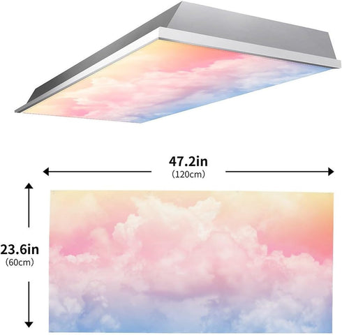 Sunnyhut 2 Pack School,4 2 Fluorescent Light Cover for Ceiling Light - Colorful Clouds Magnetic Light Covers Classroom