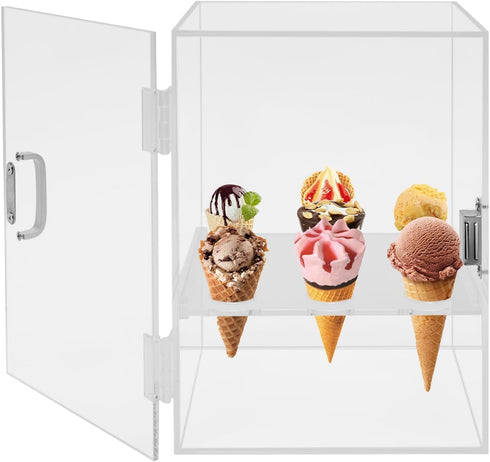 Mahugde 9 Holes Ice Cream Cone Cabinet, Clear Ice Cream Display Cabinet Acrylic