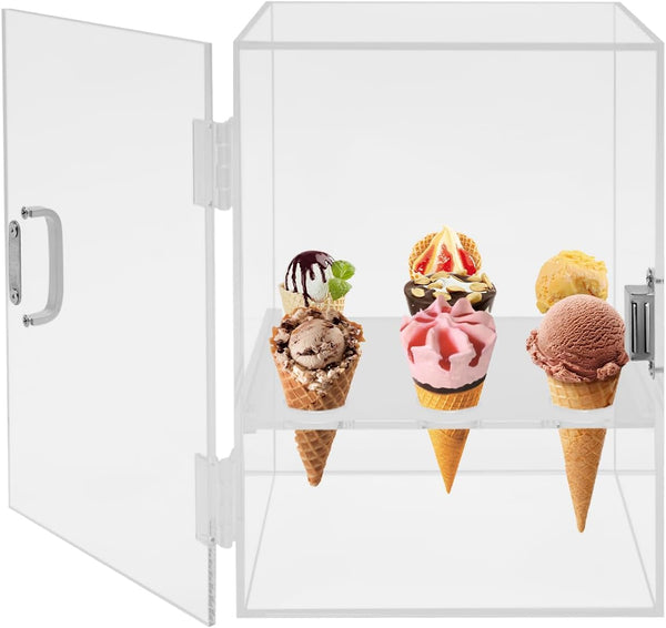 Mahugde 9 Holes Ice Cream Cone Cabinet, Clear Ice Cream Display Cabinet Acrylic