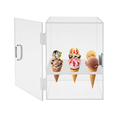 Pinkelin Ice Cream Cone Cabinet, 9 Holes Transparent Acrylic Ice Cream Cone Dispenser