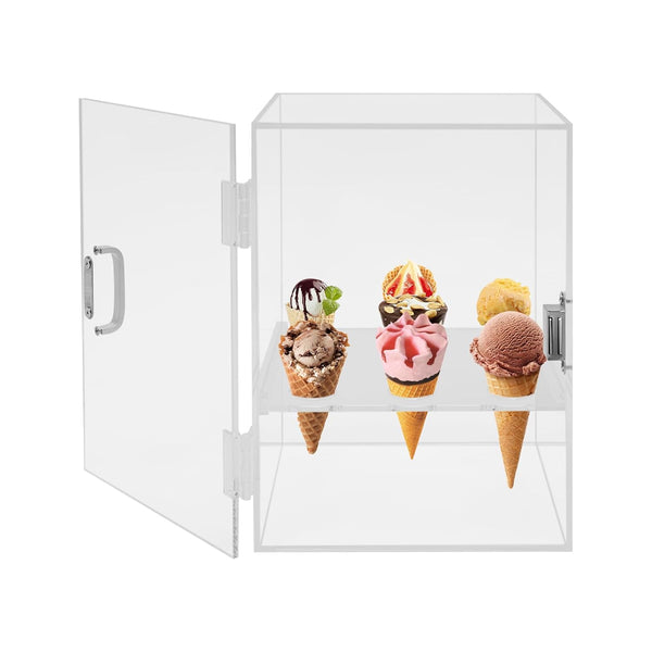 Pinkelin Ice Cream Cone Cabinet, 9 Holes Transparent Acrylic Ice Cream Cone Dispenser