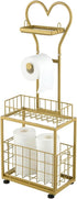 Freestanding Toilet Paper Holder, Drawer Style Storage Compartment, with Storage Shelf Reserve