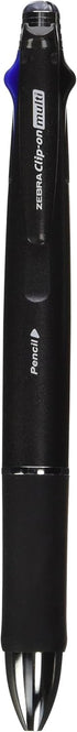Zebra Clip-On 1000 - 4 Color 0.7 mm Ballpoint Multi Pen and 0.5 mm Pencil, Black Body