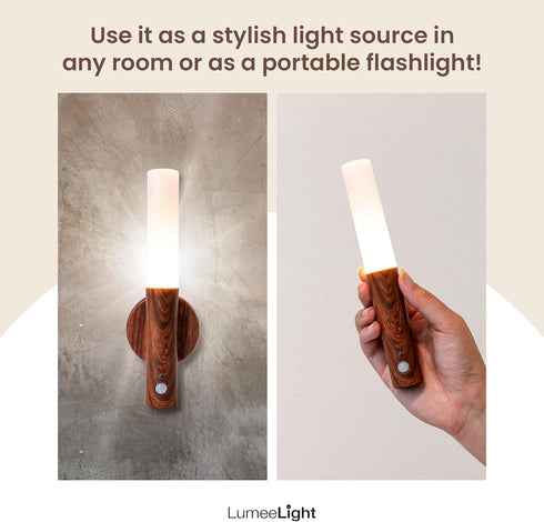 LumeeLight Motion Sensor Night Lights, Magnet Body Hallway Rechargeable LED Wireless Wall Sconces, Portable Decor