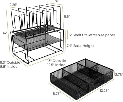 BLU MONACO Black Workspace Desk Organizers and Storage Accessories with File Organizer