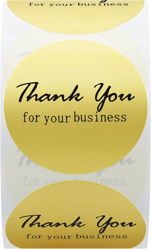 Hybsk Thank You for Your Business Stickers, Gold Foil 1.5" Round, 500 Labels Per Roll