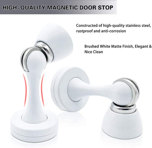 KOLAKO 6 Pack Magnetic Door Stoppers, Heavy Duty Wall Floor Mount Door Stops in White & Brushed Nickel